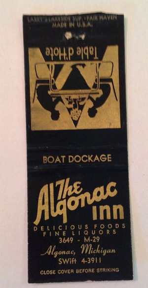 The Algonac Inn - Matchbook